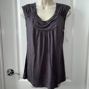 Daisy Fuentes Dark Gray Rouched Top - NEW